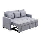 Benjara Convertible Sleeper Sofa, 80 in, Light Gray and Black - BM286632