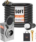 VEVOR 50 Amp Generator Cord And Power Inlet Box Kit, 50-Foot, NEMA 14-50P/SS2-50R, 6/3+8/1 AWG