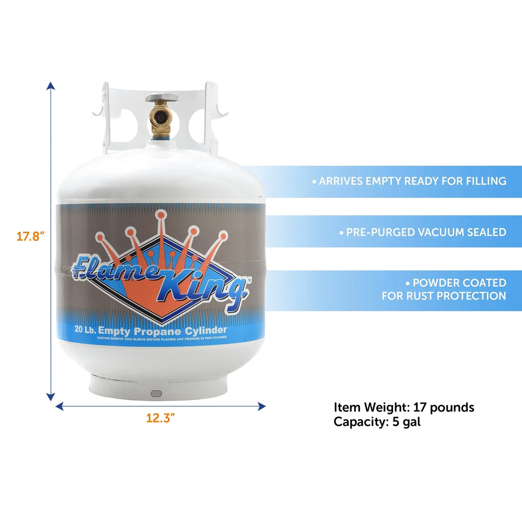 Flame King Empty Steel Propane Tank 20LB With Type1 OPD Valve