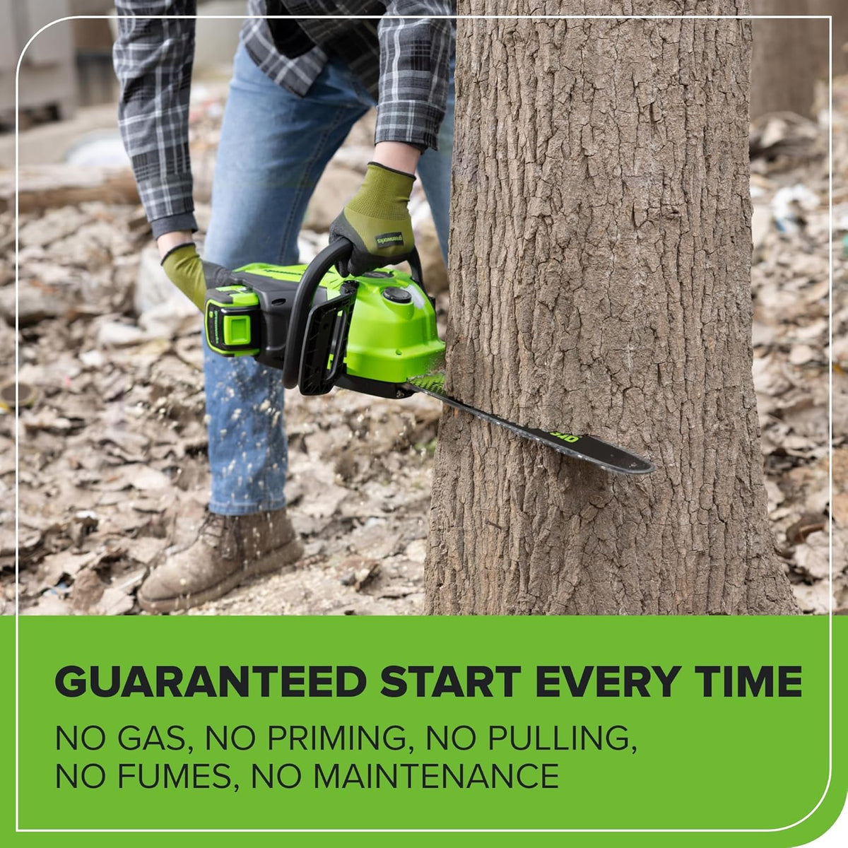 Greenworks 40V HP 18in Chainsaw Kit With 5.0Ah HP Battery And 5A Rapid Charger