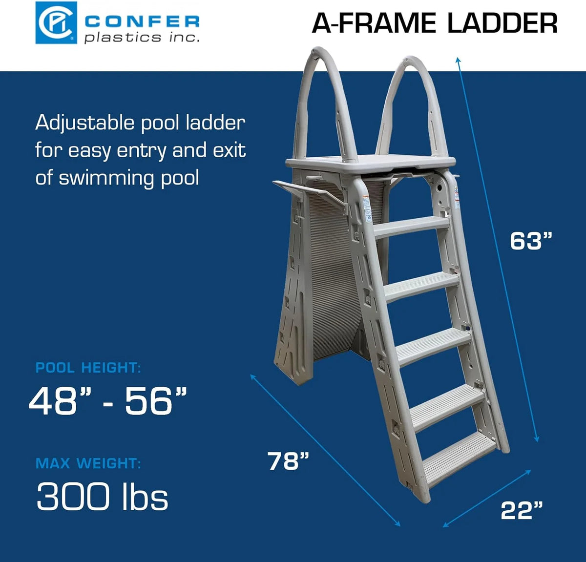 Confer Plastics Above Ground Pool Roll-Guard Safety Ladder, Adjustable - 7200