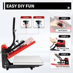 16 in x 20 in Clamshell Semi-Auto Open Heat Press Machine With Slide-Out Function