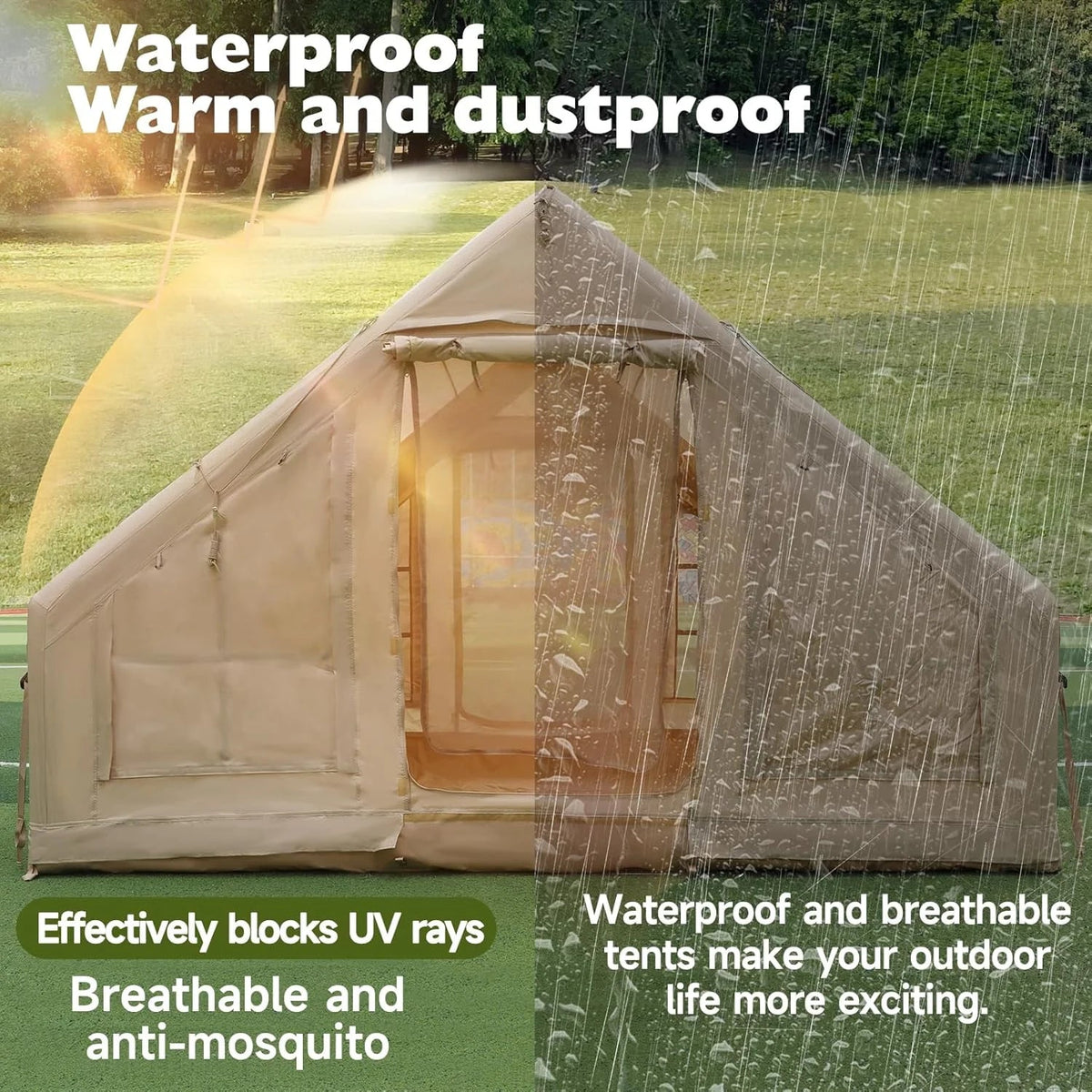 Gaonala Inflatable Camping Tent For 4-6 People, 420D Oxford Fabric - With Hand Pump