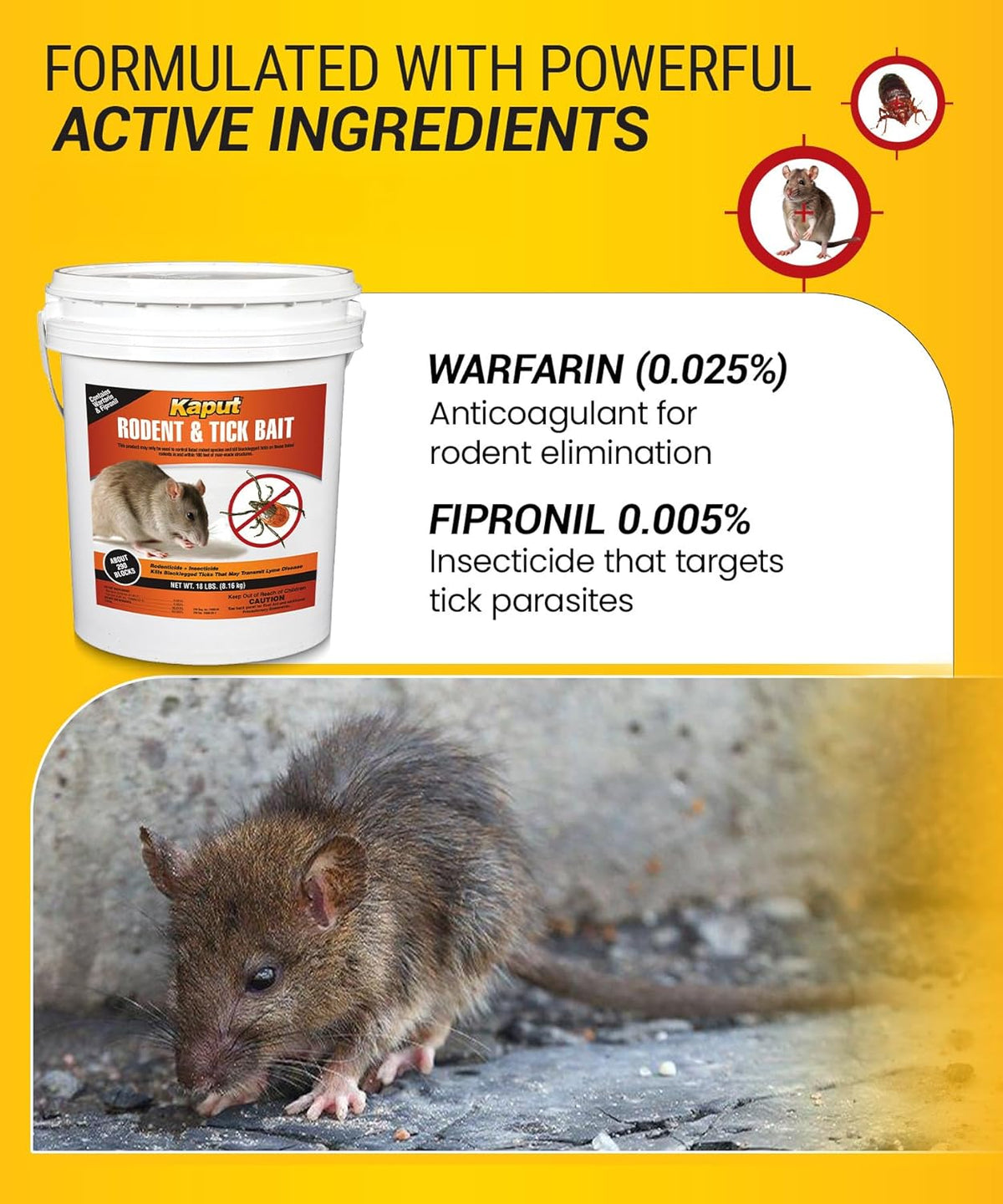 Kaput Rodent And Tick Bait Blocks 18 lbs