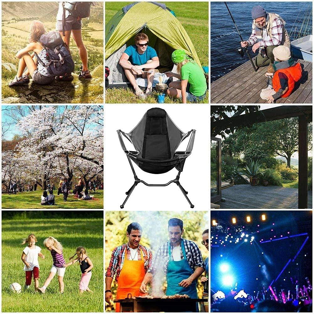 VEANERWOOD Folding Rocking Camping Chair With Pocket, Steel, 330lbs Capacity