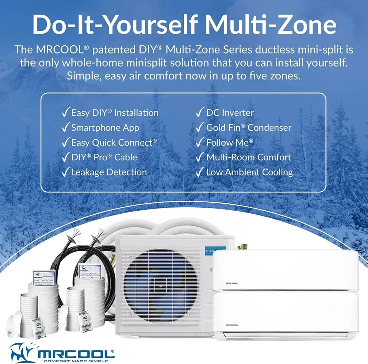 MRCOOL Multi-Zone DIY 2-Zone Ductless Heat Pump - White