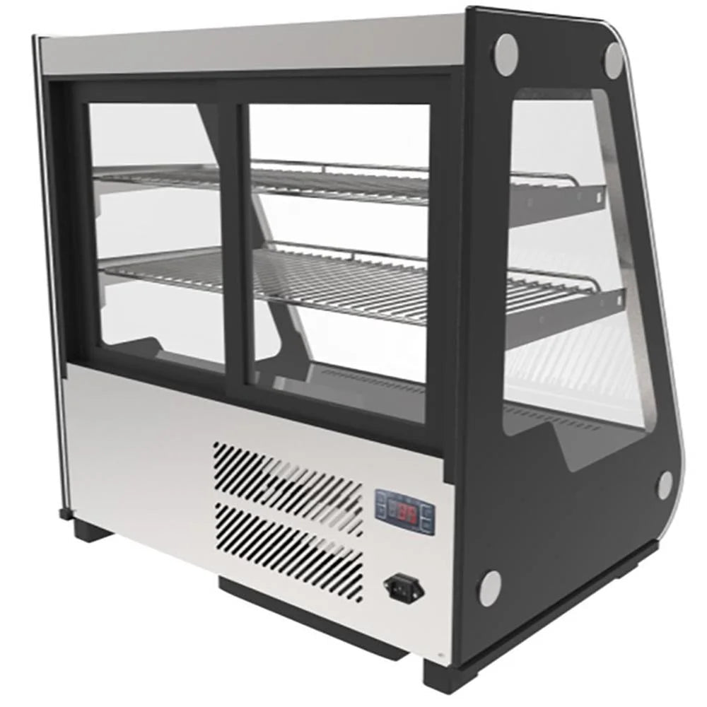 KoolMore 35 inch NSF Commercial Countertop Refrigerator Display Case, 5.6 Cu. Ft., Black And Stainless Steel - CDC-5C-BK