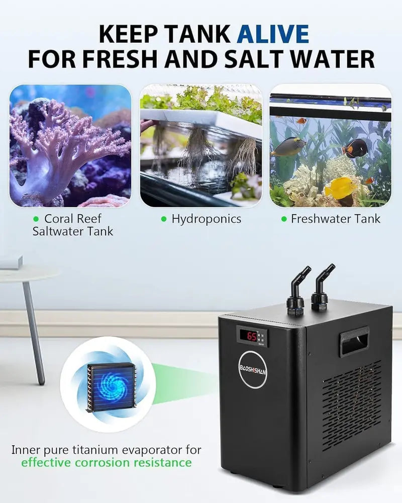 BAOSHISHAN Aquarium Chiller, 42-Gallon, 1/10 HP Quiet Refrigeration System