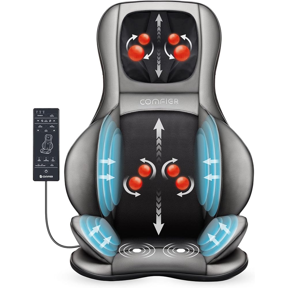 COMFIER Shiatsu Neck & Back Massager With Heat, 2D/3D Kneading, Dark Gray