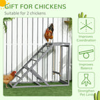 PawHut Chicken Activity Play Center With Swing, Perches And Platform, Pastel Gray - D51-350V00GY