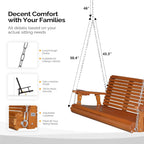 VINGLI Patio Porch Swing Bench With Cup Holders And Phone Slots, 5 FT Pro Brown, 880 LBS