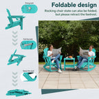 KINGYES Folding Adirondack Rocker Chair Set Of 2 With Footrest And Dual Cup Holders - Black