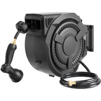 Wall-Mounted Retractable Garden Hose Reel With 100 ft 1/2 Inch Hose And 180 Degree Swivel