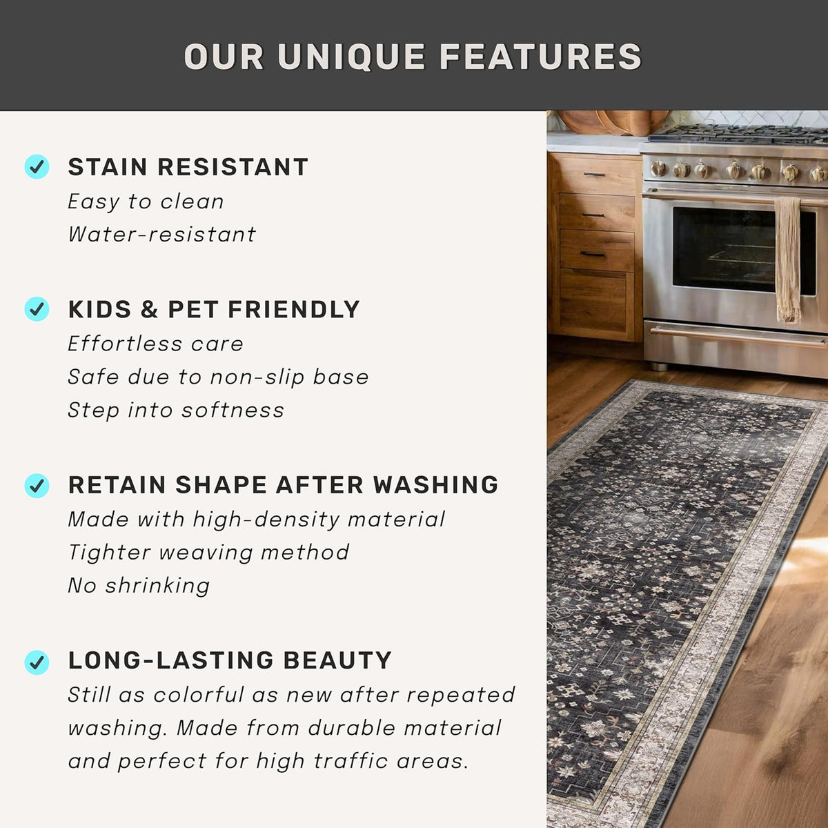Hazo Haus Washable Low-Pile Area Rug 10x14 Black/Multi