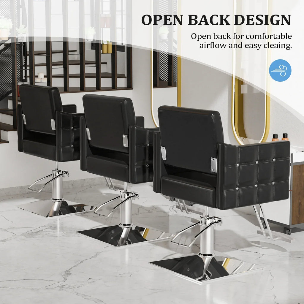 OmySalon Hydraulic Barber Chair, Black - 19.3 Inch Wide, 330Lbs Capacity
