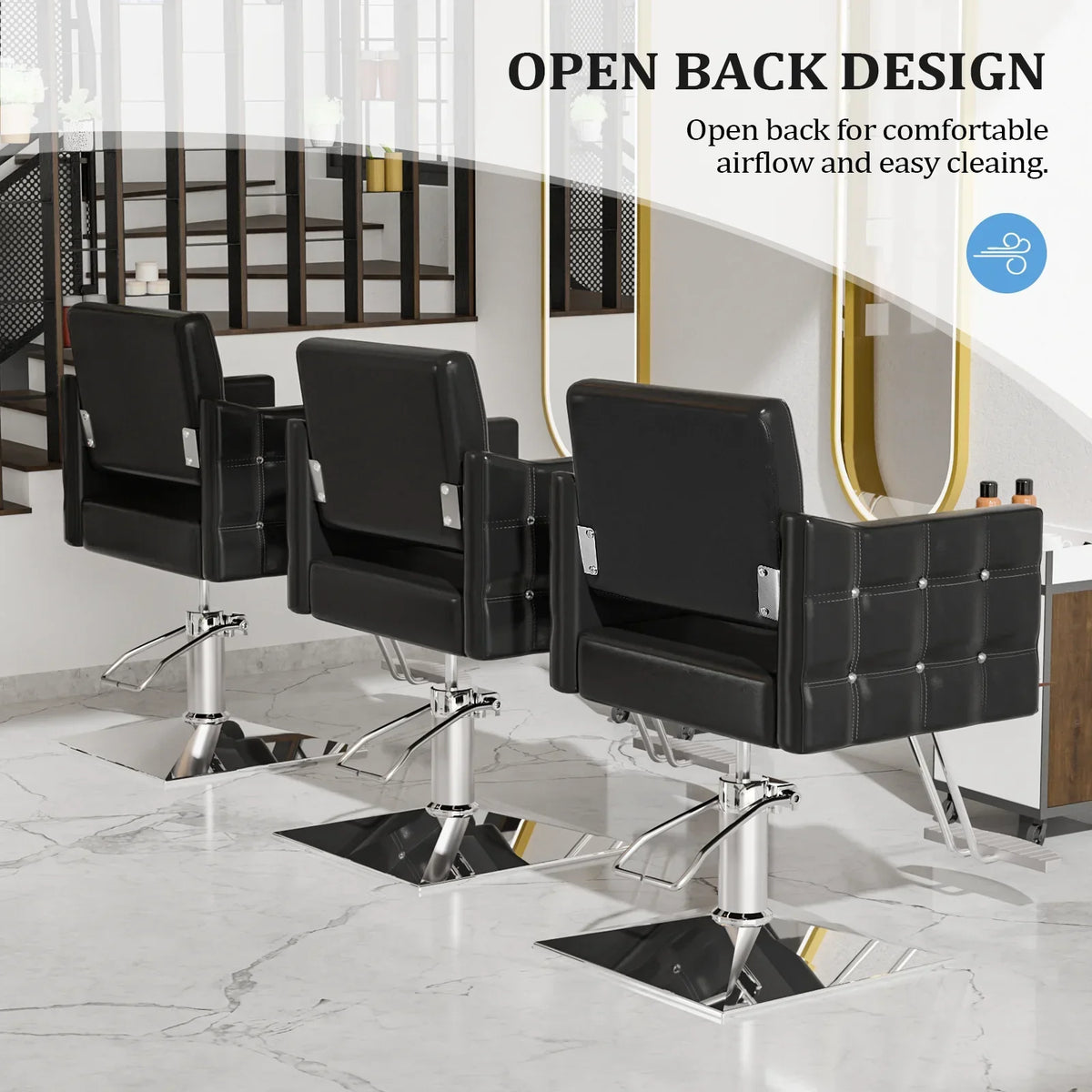OmySalon Hydraulic Barber Chair, Black - 19.3 Inch Wide, 330Lbs Capacity