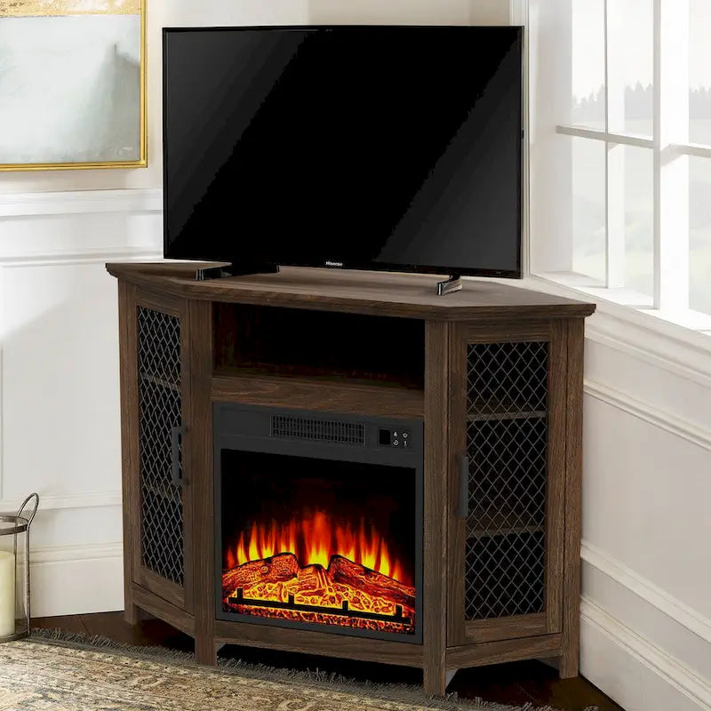 45 inch Industrial Corner Electric Fireplace TV Stand Console Table - 17 Electric Fireplace