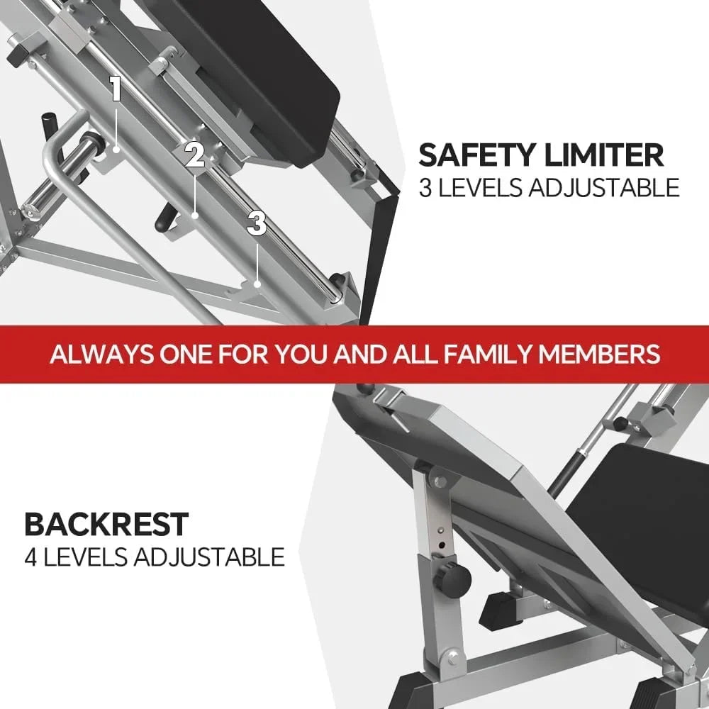 2-In-1 Leg Press And Hack Squat Machine With Linear Bearing - 45-Degree