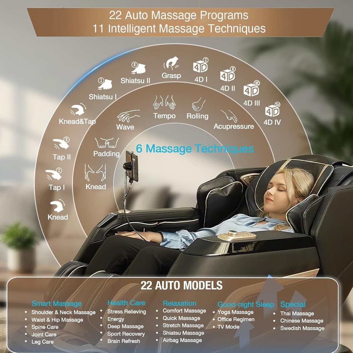 Alfine 4D Full Body Massage Chair With SL Track, Yoga Stretch, Zero Gravity, Heating, AI Voice Control - A66