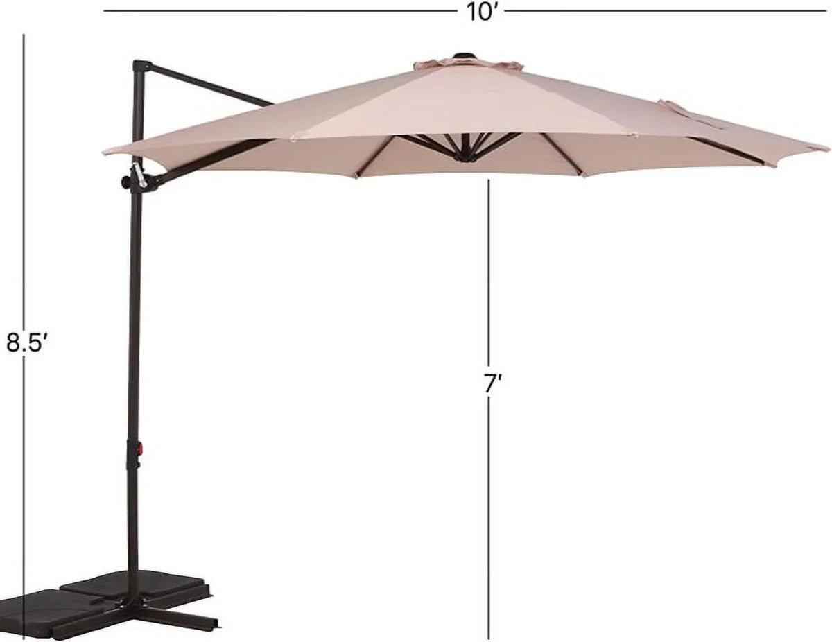 Grand Patio Outdoor Market Cantilever Steerable Umbrella, 10ft, Beige