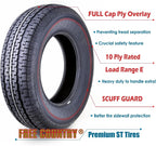 FREE COUNTRY Trailer Tires ST205/75R15, Set Of 4, 10-Ply Load Range E, Steel Belted Radial