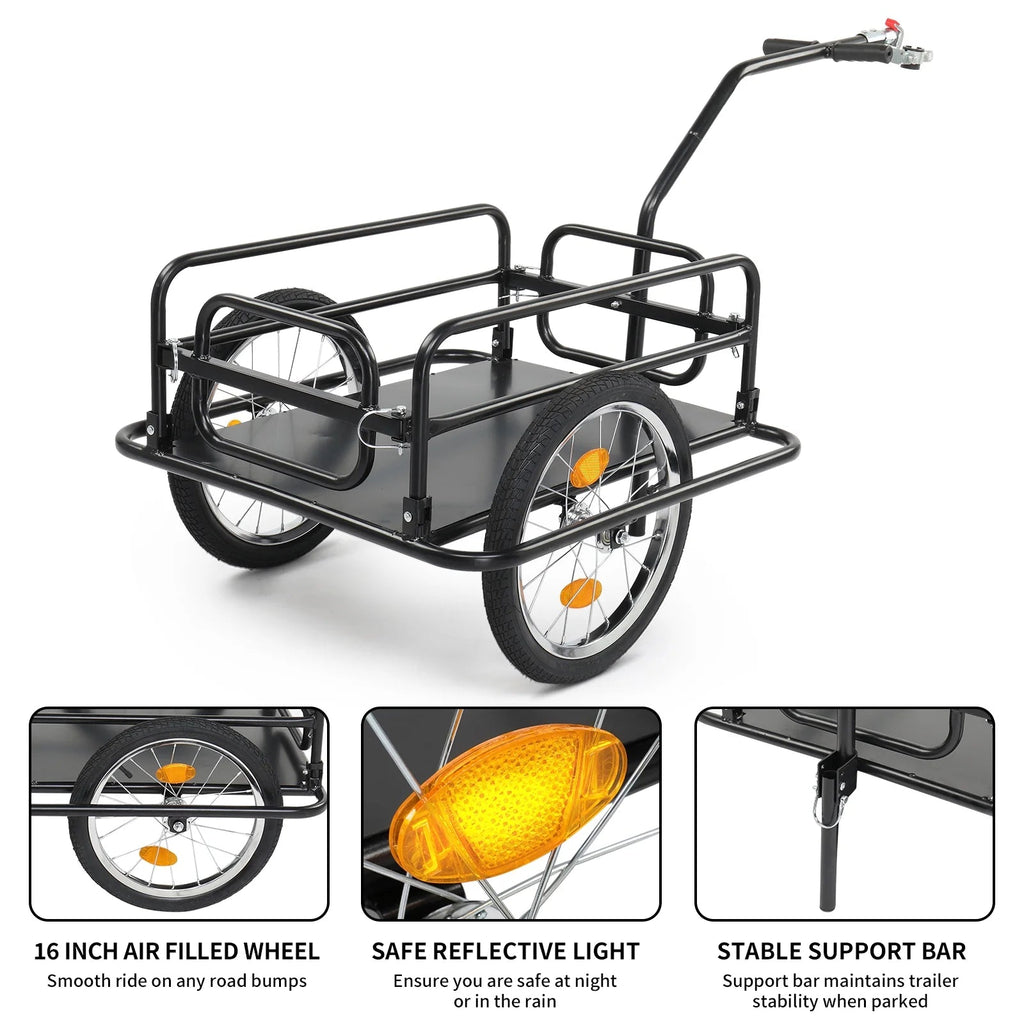 Ktaxon Two-Wheel Bicycle Cargo Trailer, Black, 16 in Inflatable Wheels