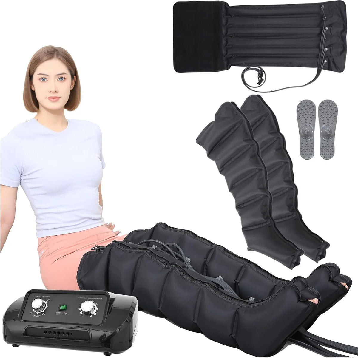 Generique 6-Chamber Pressotherapy Compression Device for Legs, Stomach and Arms - Model 1