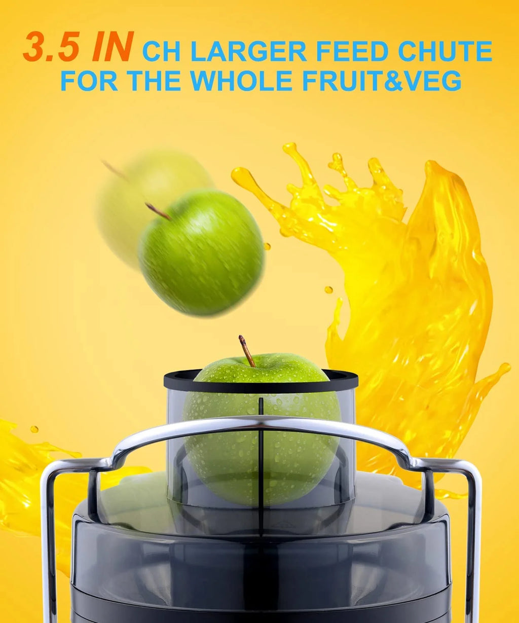 ZNOAV Centrifugal Juicer Machine, 600W, 3.5 in Wide Chute, 3 Speeds, Gray