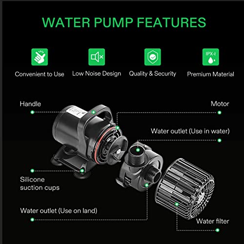 VIVOSUN Submersible Water Pump 1600 GPH 100W - Pond And Aquarium