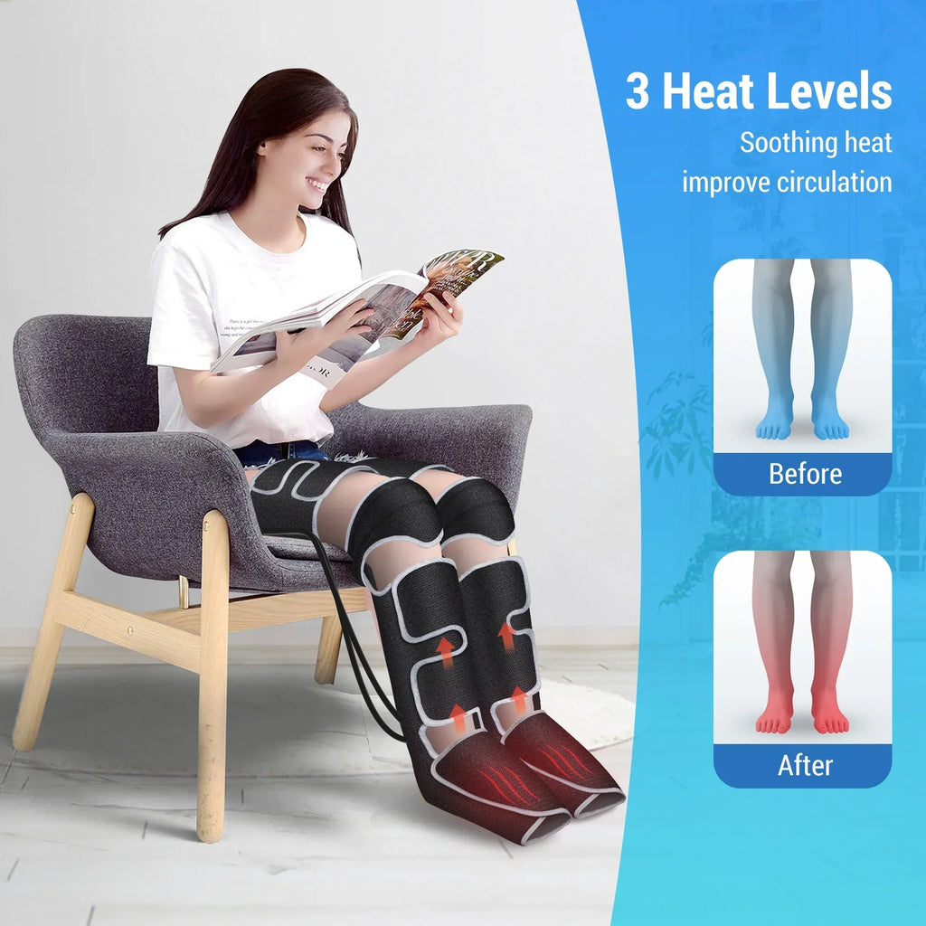 Comfier Air Compression Leg Massager With Heat, 19 Inches Calf / 27 Inches Thigh
