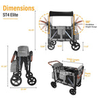 Cochildor 4 Seater All-Terrain Wagon Stroller, 300 lb Capacity, Light Grey - ST4N