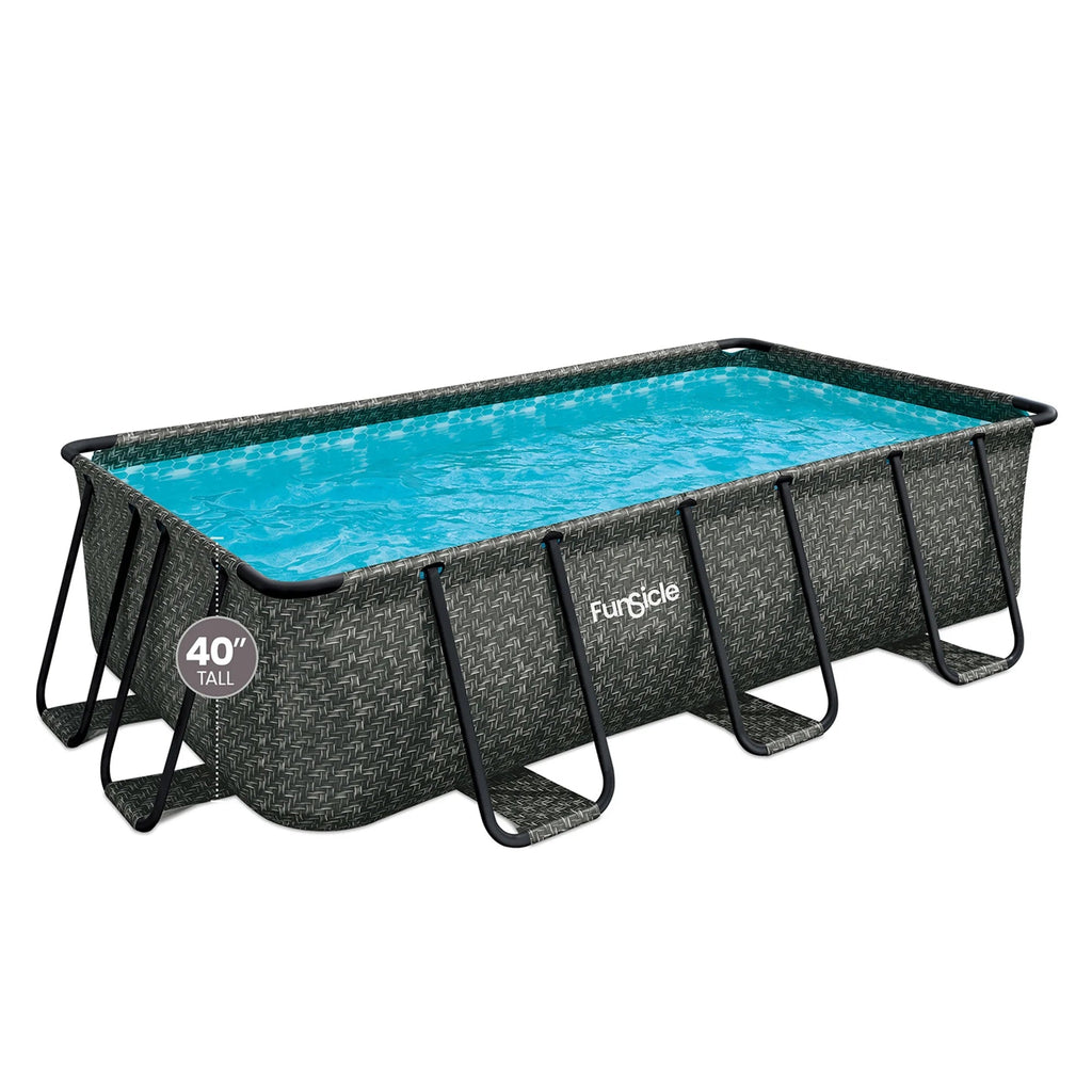 Funsicle Open Box Rectangular Above Ground Swimming Pool 13 ft x 7 ft x 39 in Gray - Dark Herringbone