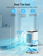 PARIS RH NE 4-in-1 Portable Evaporative Air Cooler, 2.6Gal, Remote Control