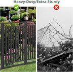 Decorative Metal Garden Fence 92ft L x 40in H, 35 Panels + 5 Gates, Black-Silver