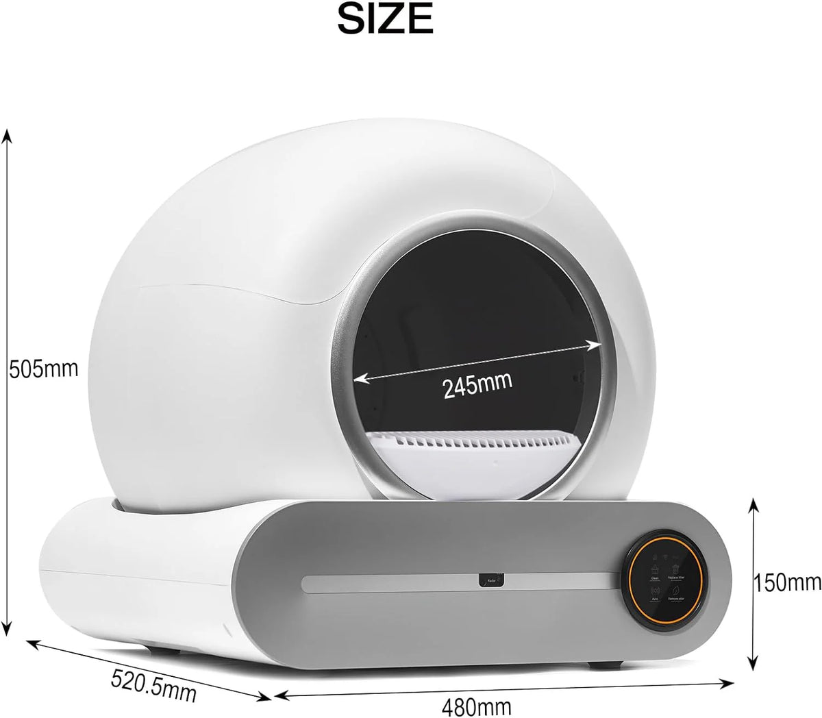 Automatic Cat Litter Box, White, 65L Capacity, 9L Collection Bin - TYSD-1