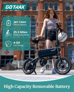 GOTRAX Folding Electric Bike For Adults And Teens, 14 inch, 250W, 15.5 mph, 15 Miles, Black - S2