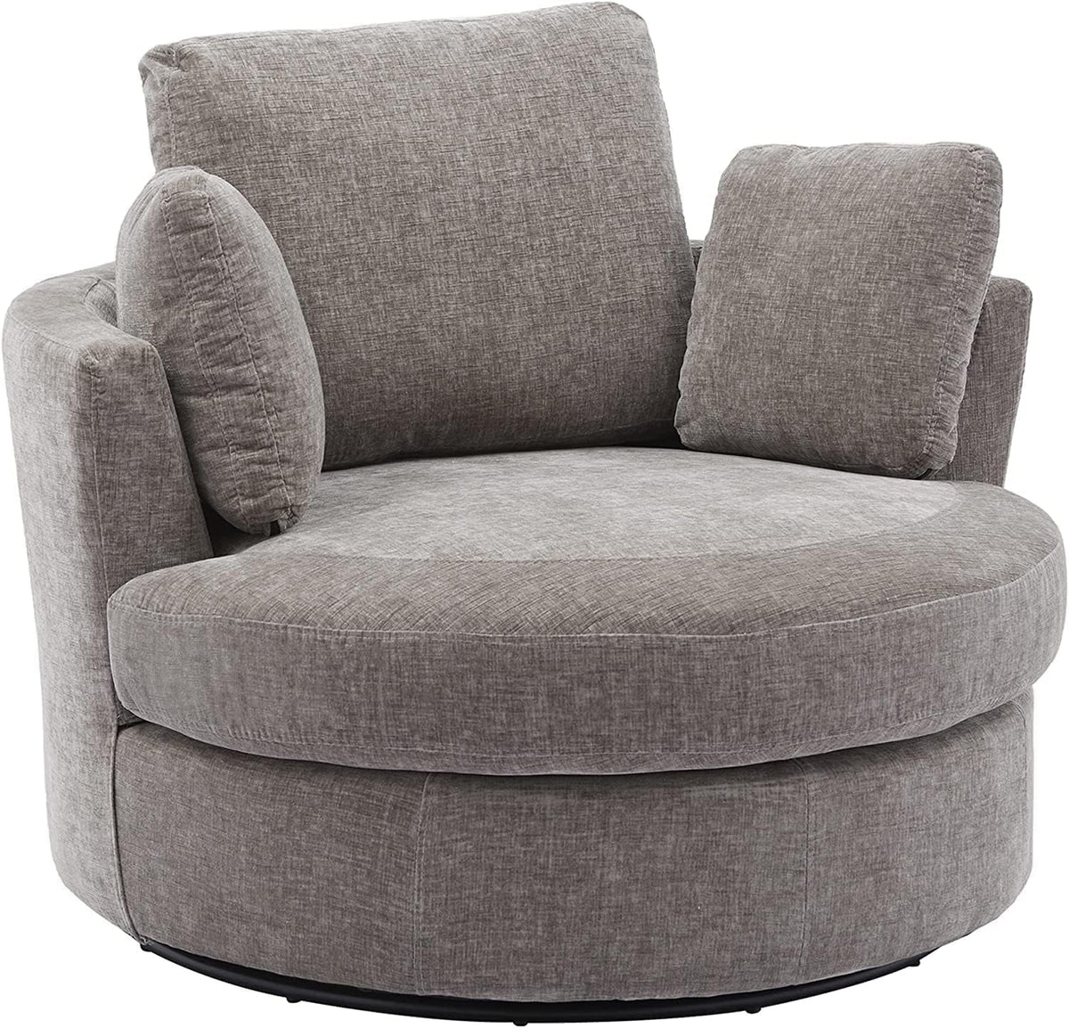 42in W Swivel Barrel Chair, Chenille Fabric, Grey