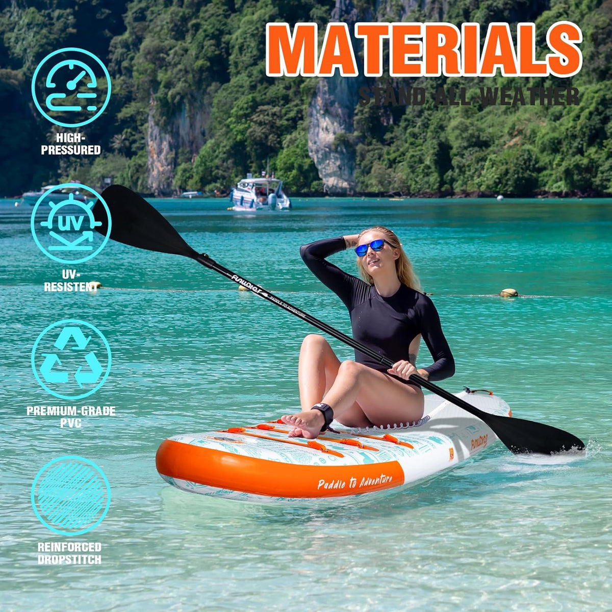 FunWater Inflatable Stand Up Paddle Board, 11 ft x 32 in x 6 in - SUP Paddle Accessories
