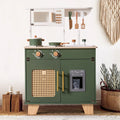 Robud Wooden Kids Kitchen Play Set With Ice Maker, Vintage Green, Ages 3+ - 21.65 x 11.65 x 31.5 in