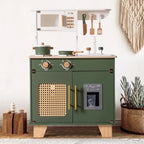 Robud Wooden Kids Kitchen Play Set With Ice Maker, Vintage Green, Ages 3+ - 21.65 x 11.65 x 31.5 in