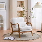 Linen Accent Lounge Chair With Solid Wood Frame, 25.6in D x 34.6in W x 36.6in H
