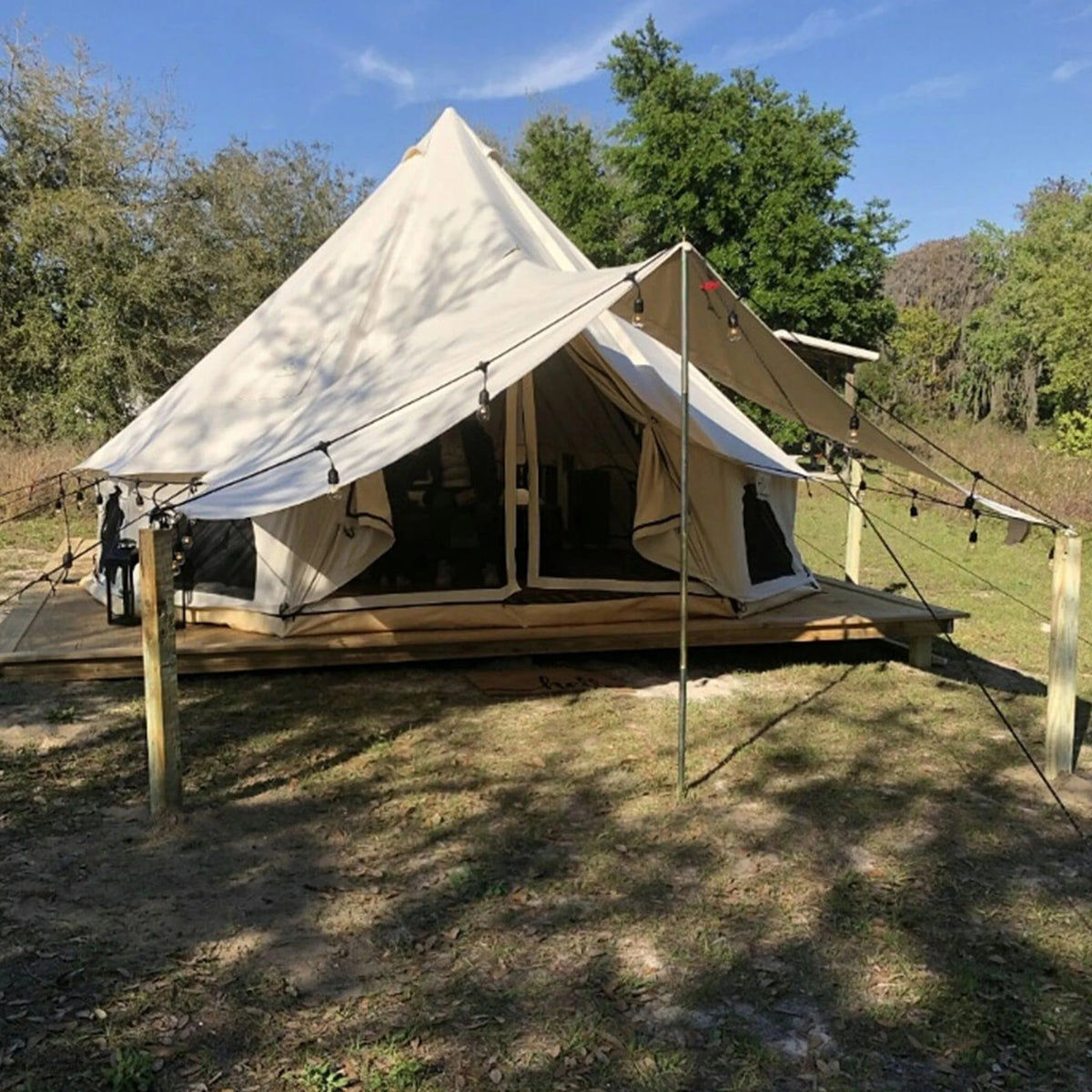 White Duck Outdoors Regatta Bell Tent Awning, Desert Red, 10 ft - Complete Canopy With Poles