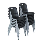 Lifetime Steel-Framed Indoor/Outdoor Commercial Grade Stacking Chairs, Black & Silver, Set Of 14 - 80569