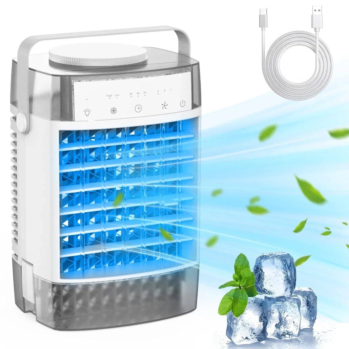 Homester Portable Evaporative Air Cooler Fan, 1000ml Tank, 3 Speeds, White