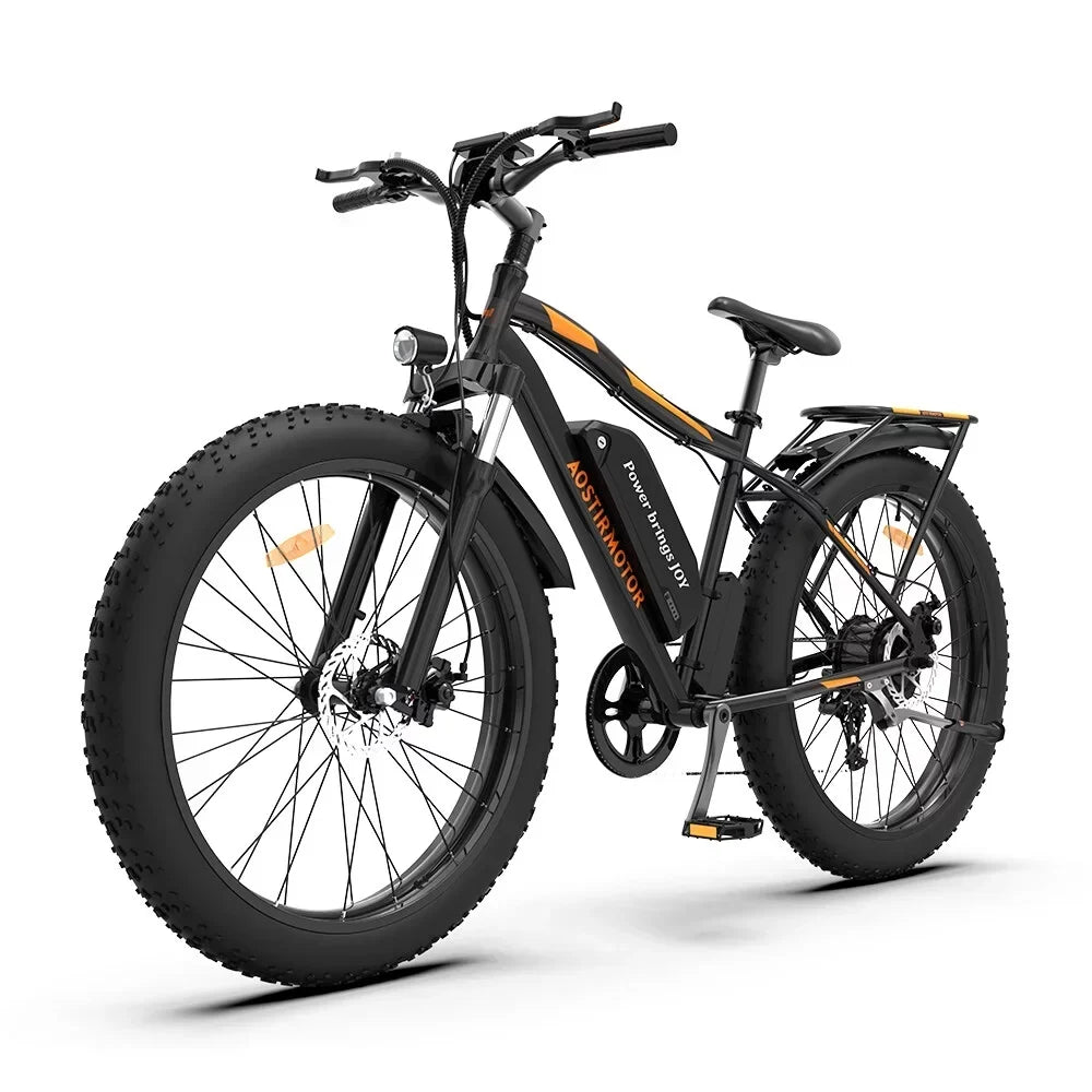 26 in 48V 13Ah 750W Fat Tire Electric Mountain Bike, Black - S48