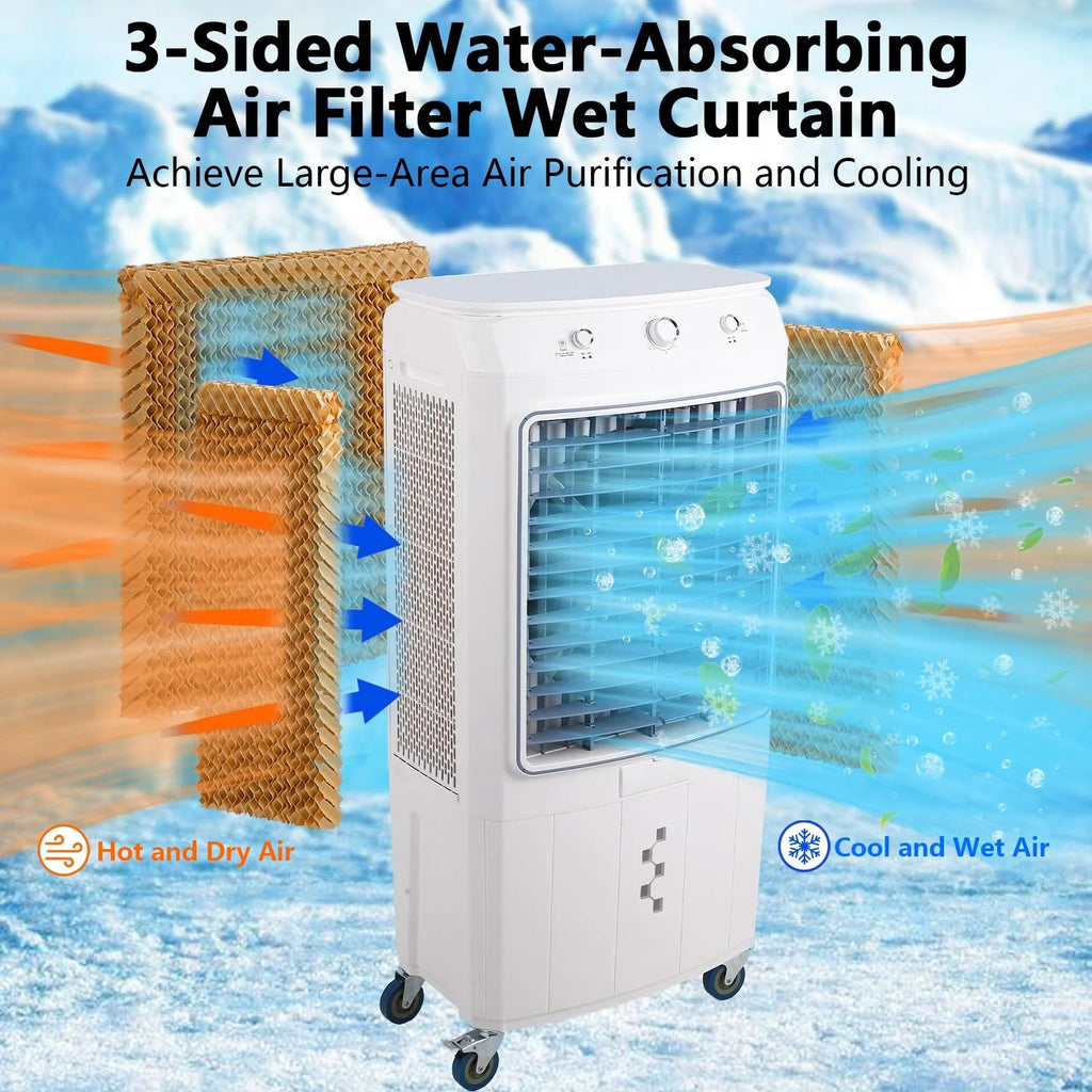 Garvee Evaporative Air Cooler 4100 CFM, 15.8 Gallons, 4 Ice Packs