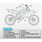 Off-Road Electric Dirt Bike - 6000W 60V
