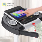 Folding Treadmill With 10 in HD Touchscreen, 3.25HP, 0.5-9MPH, WiFi - Silver