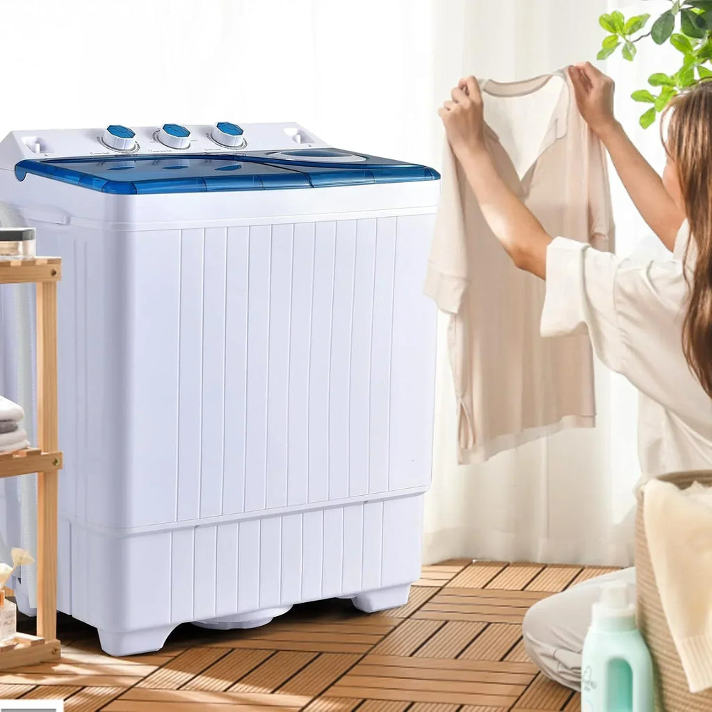 Costway Double Tub Washing Machine, 26 lb Capacity, 18 lb Wash, 8 lb Spin, Drain Pump