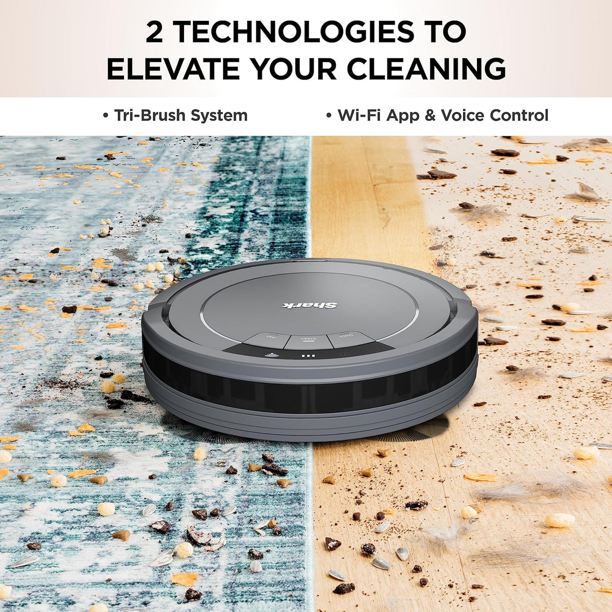 Shark ION Robot Vacuum, Tri-Brush System, WiFi, 120 Min Runtime, Grey - AV753